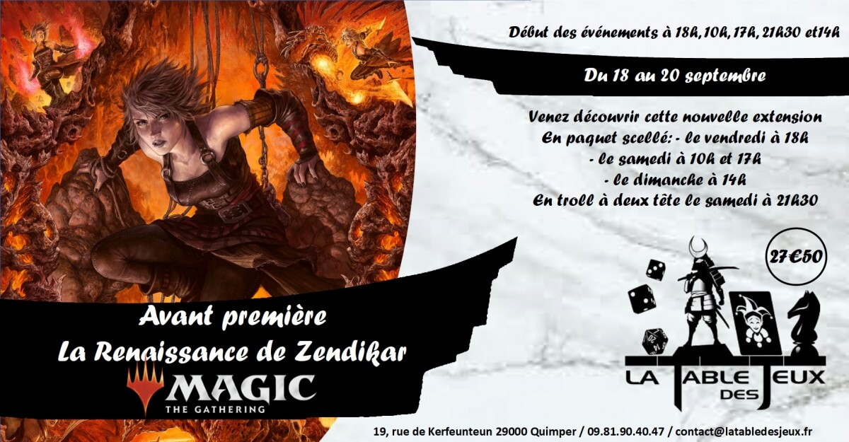 La Table Des Jeux Magasin De Jeux A QUIMPER AVANT PREMIERE MAGIC LA RENAISSANCE DE ZENDIKAR