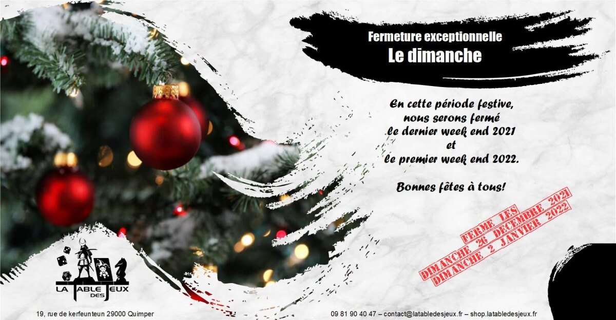 La Table Des Jeux Magasin De Jeux A QUIMPER FERMETURE LES WEEK ENDS DE FIN DANNEE