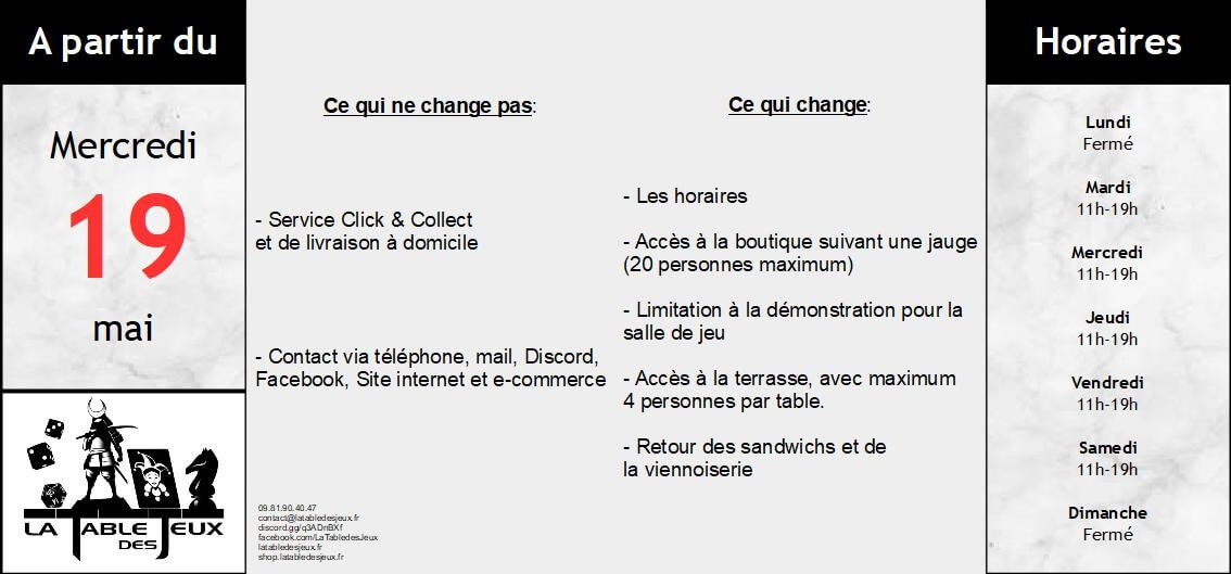 La Table Des Jeux Magasin De Jeux A QUIMPER INFOS COVID AU 19 MAI 2021