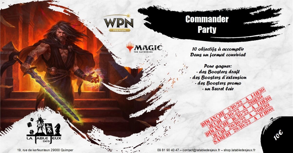 La Table Des Jeux Magasin De Jeux A QUIMPER MAGIC COMMANDER PARTY OCTOBRE