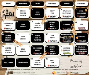 La Table Des Jeux Magasin De Jeux A QUIMPER Planning 2025.10