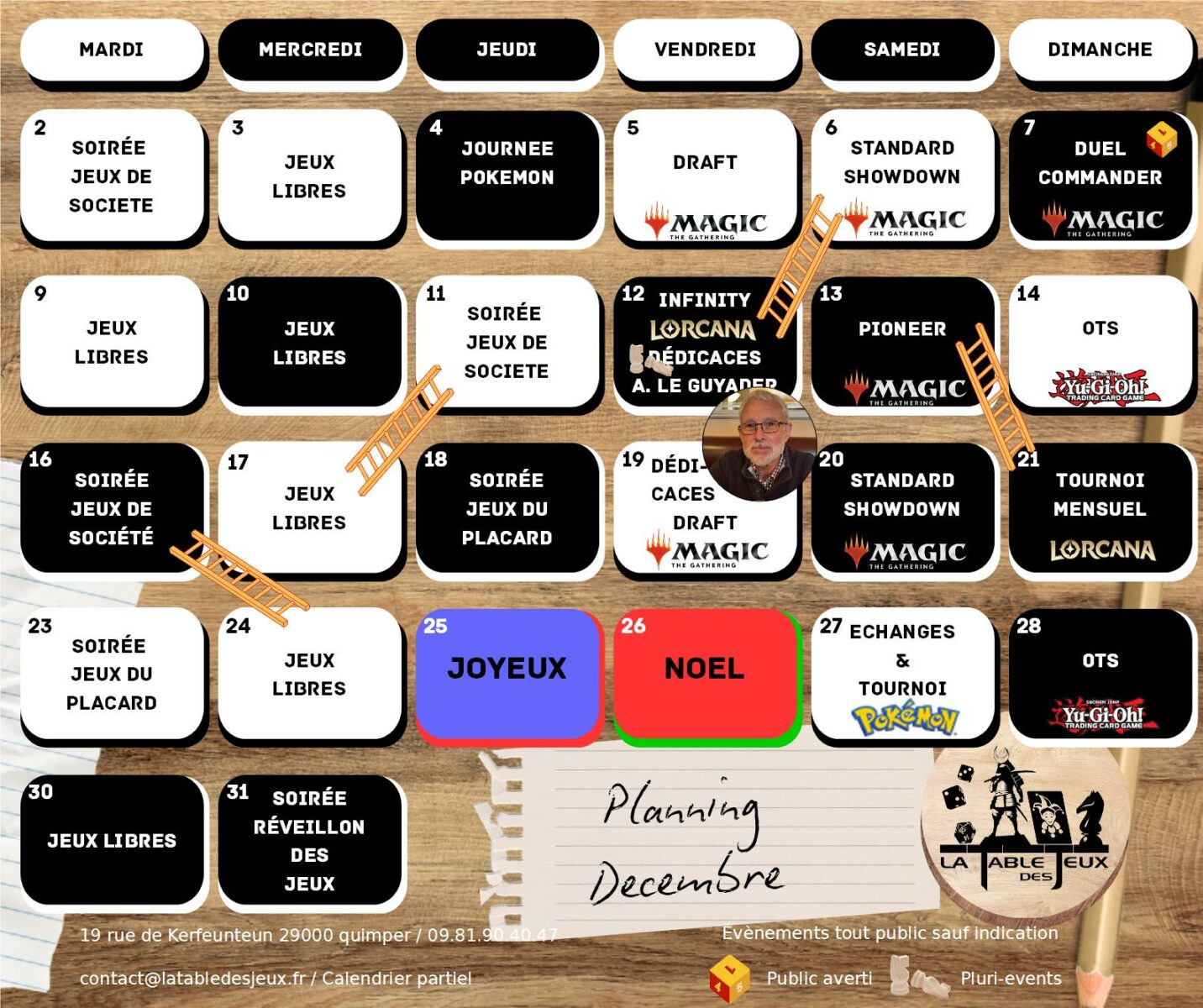 La Table Des Jeux Magasin De Jeux A QUIMPER Planning 2025.12